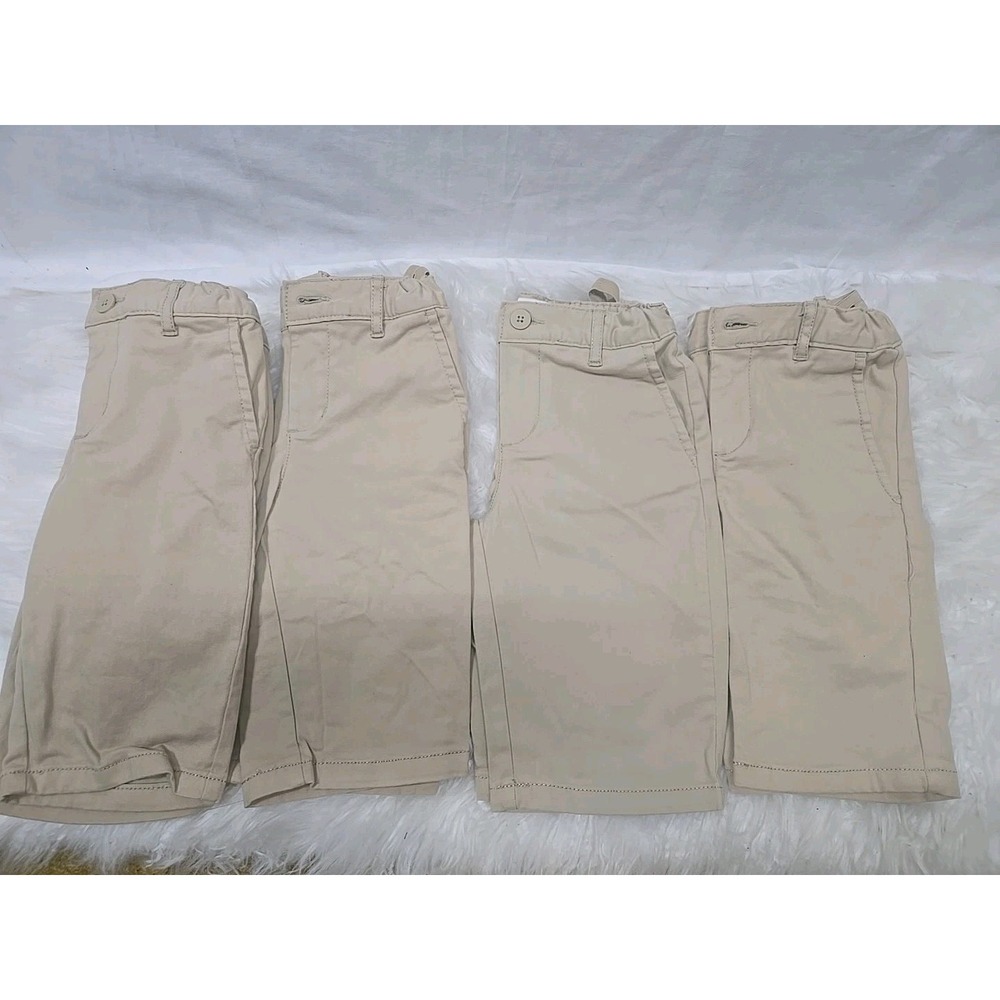 Lot Of 4 Children's Place Kids School Uniform Tan Shorts Stretch Girls 8 Slim